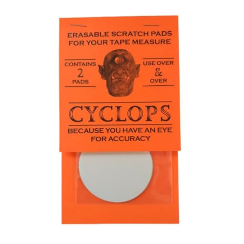 CYCLOPS Erasable Scratch Pad for Tape Measure, 2-Pack Reusable Measurement Note Pad, Peel & Stick, Jobsite Tough, Made in USA | for Construction, Woodworking, Carpentry, DIY