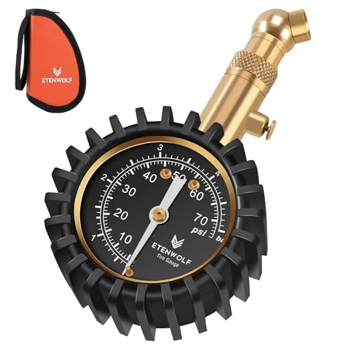 ETENWOLF Tire Pressure Gauge for Cars 0-75 PSI with Large Glow Dial | Air Pressure Gauge Calibrated to ANSI B40.1 Grade A (±1%), Tire Gauge for Tire Pressure Car Accessories