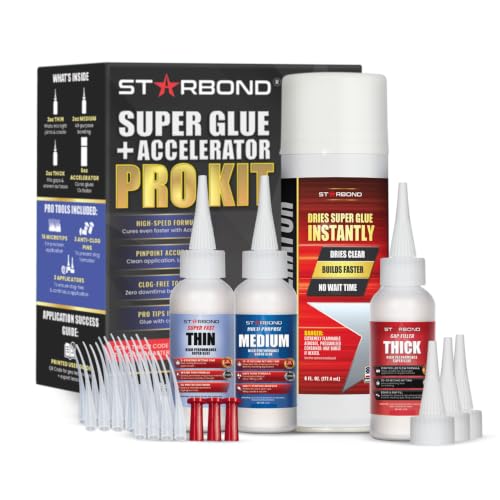 STARBOND CA Glue with Activator Kit – Thin, Medium & Thick 2 oz Bottles with 6 oz Accelerator – Premium Cyanoacrylate Super Glue Bundle for Woodworking, Woodturning, Hobby Models Crafts & 3D Printing